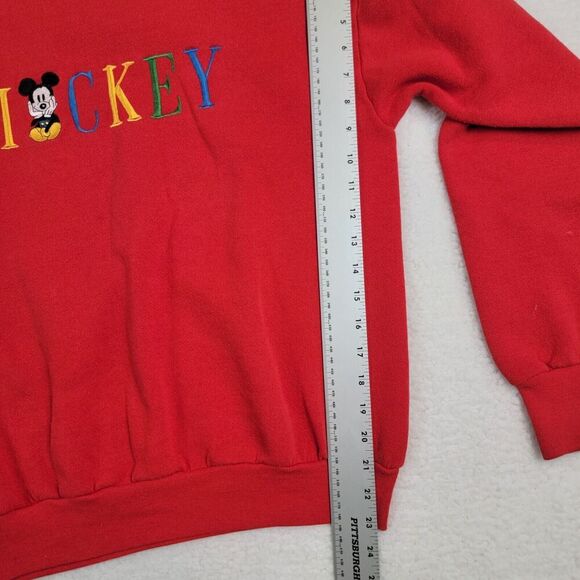 Mickey Mouse Sweatshirt VTG Embroidered Spellout Sweatshirt Large USA Crewneck - Picture 7 of 11